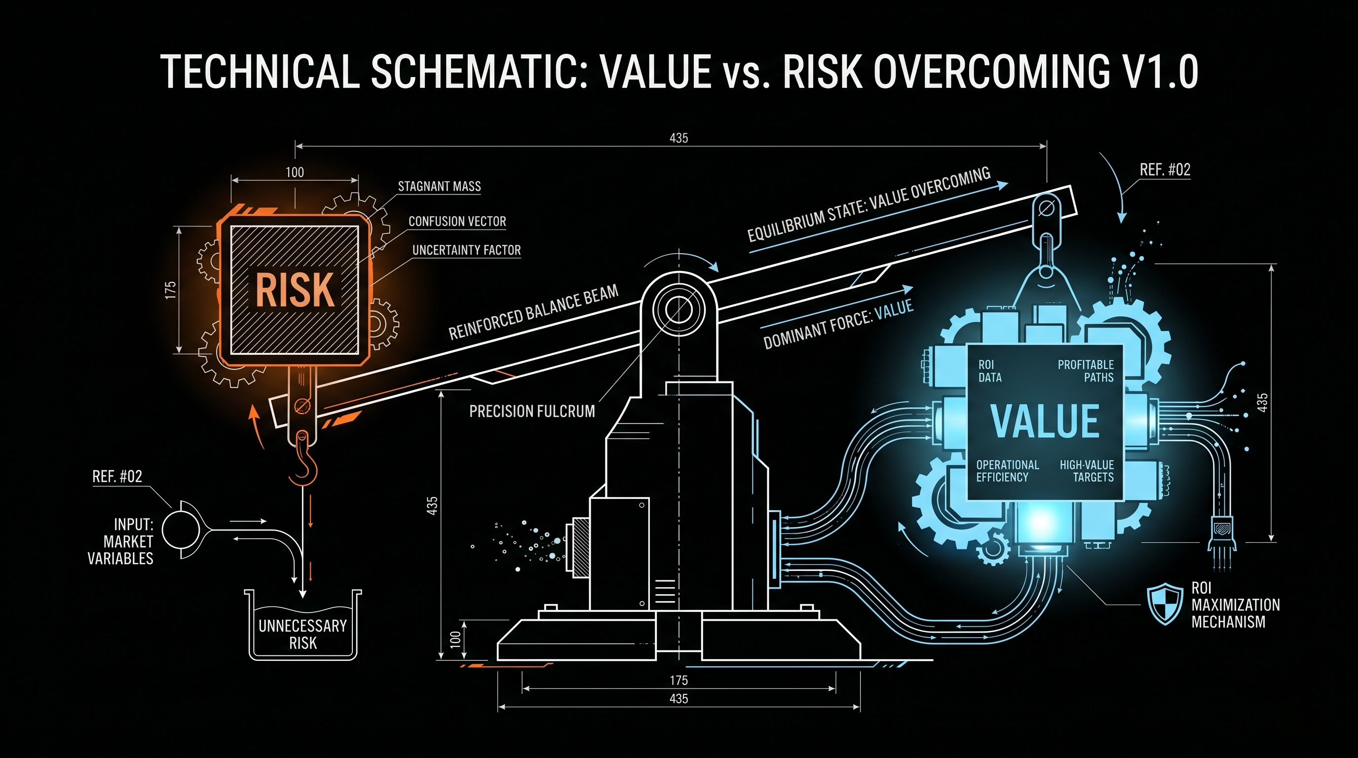 Technical Schematic Value vs Risk Balance Engine